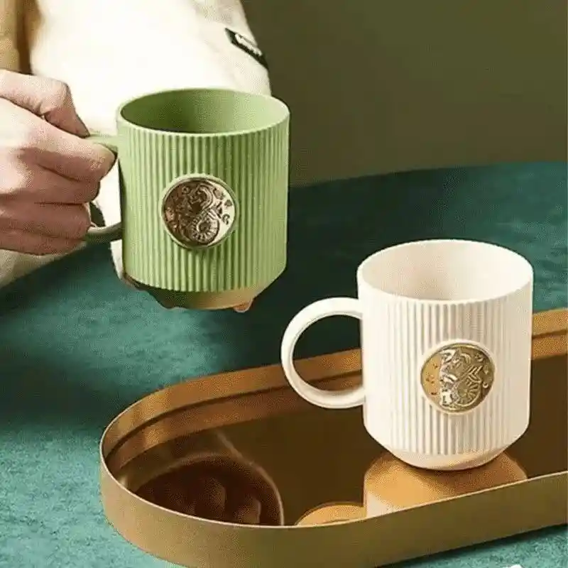 Pocillo Taza Sello Dorado Utensilio Cocina