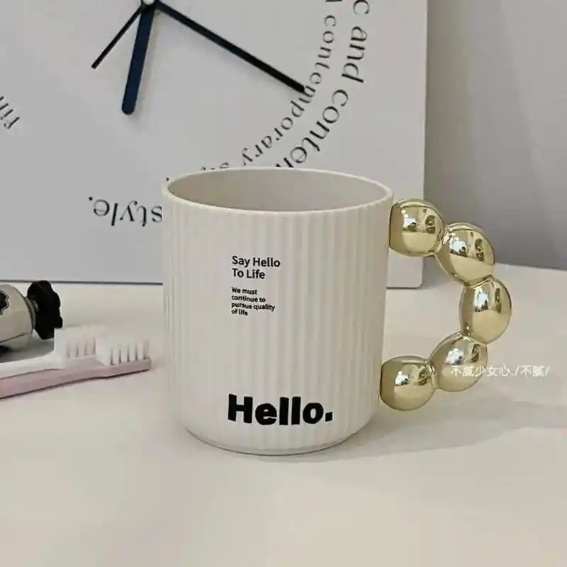 Pocillo Taza Mug Diseño Morning Hello Agarre Bolas