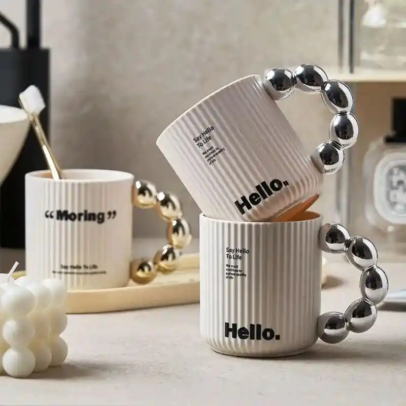 Pocillo Taza Mug Diseño Morning Hello Agarre Bolas