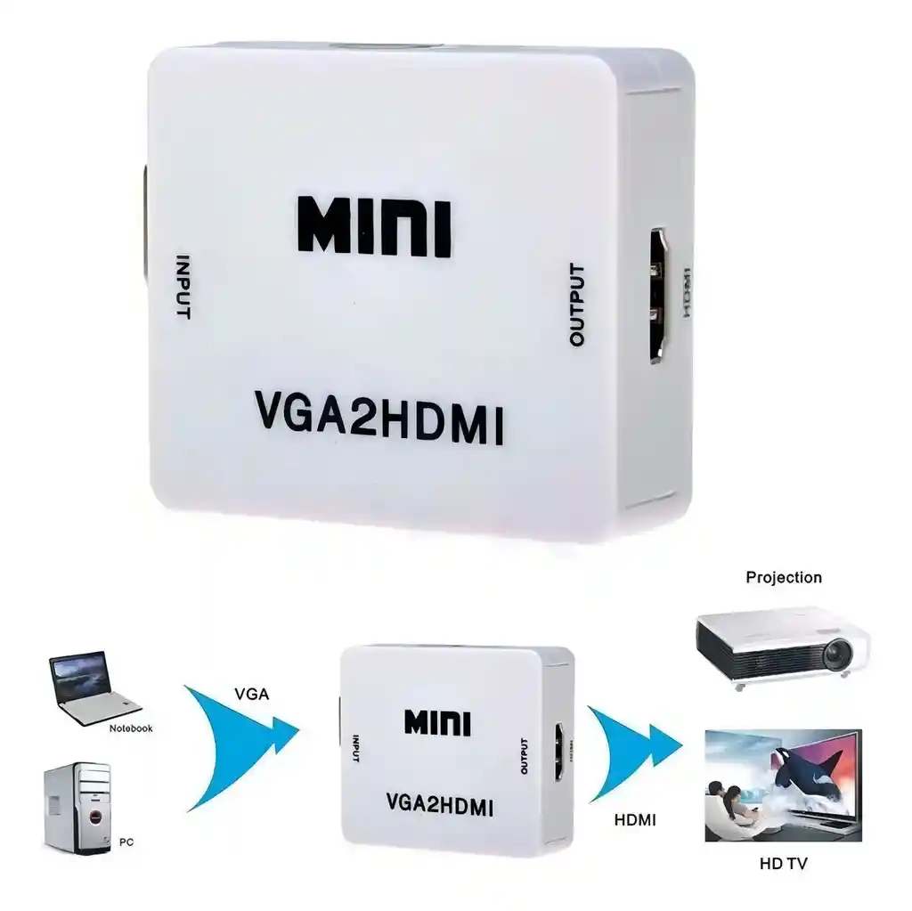 Convertidor / Adaptador Vga A Hdmi + Audio - Pc Y Portátiles