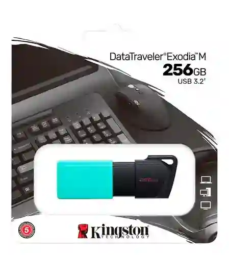 Memoria Usb 3.2 Kingston Datatraveler Exodia M 256gb Azul/negra