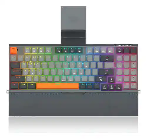 Teclado Gamer Mecánico Redragon Olaf K648 Led Rgb Color Gris Inglés Internaciona