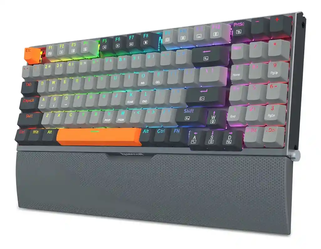 Teclado Gamer Mecánico Redragon Olaf K648 Led Rgb Color Gris Inglés Internaciona