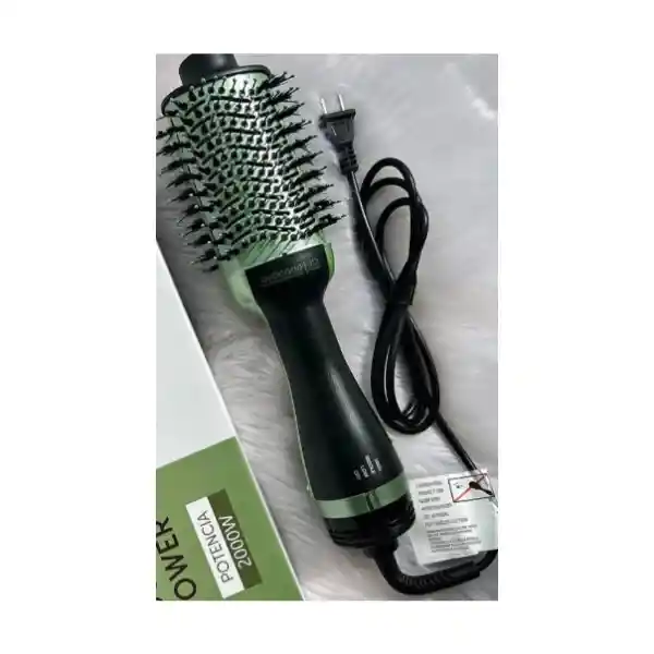 Cepillo Secador Cepillo Giratorio De Aire Caliente Para Cabello One - Step C Color Verdes Y Marrón
