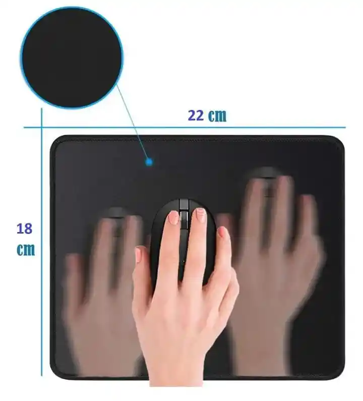 Mousepad Sencillo 21 X 25 Cm Antideslizante Pequeño Cuadrado Negr