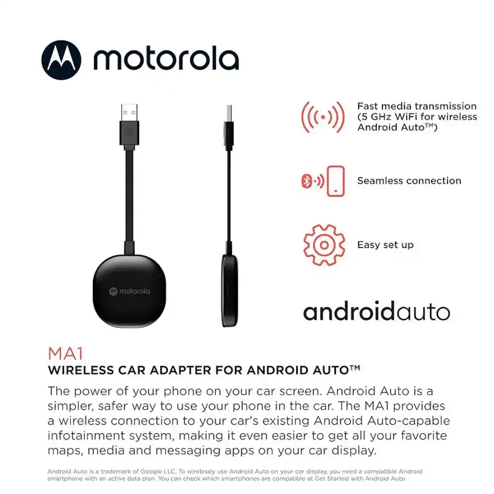 Adaptador Android Auto Motorola Ma1 Conexión Inalámbrica