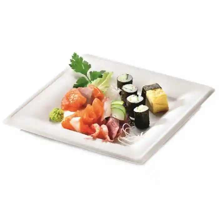 Plato Ecológico Cuadrado Grande X 10 Unidades