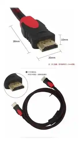 Cable Hdmi 3m Enmallado Hd 4k Doble Filtro Negro Rojo