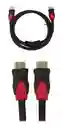 Cable Hdmi 3m Enmallado Hd 4k Doble Filtro Negro Rojo