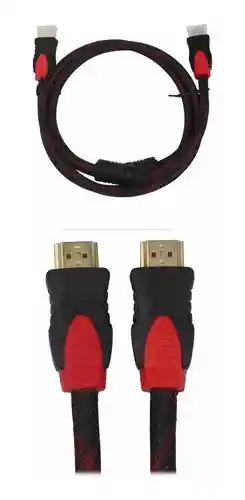 Cable Hdmi 3m Enmallado Hd 4k Doble Filtro Negro Rojo