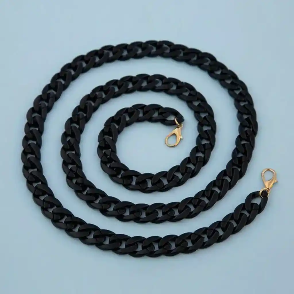 Cadena Acrilica Para Telefono Movil O Bolso Negra