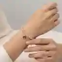 Pulsera Arcángel San Miguel Cuarzo Rosado Oro Laminado 18k