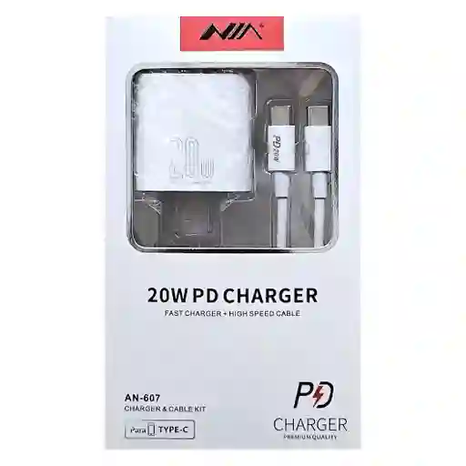 Cargador Usb C Power Delivery 20 W Con Cable Tipo C