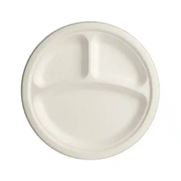 Plato Ecológico Grande 26cm Con Divisiones X 10 Unidades