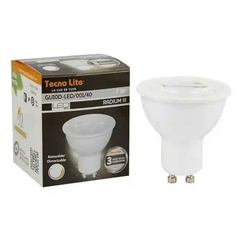 Bombillo Led Foco Gu10 7w Luz Cálida Brillante – Gu10d-led/001/40 – Tecnolite