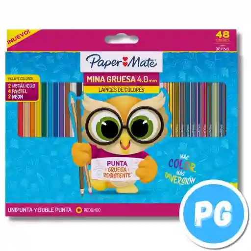 Caja Lapiz De Colores Paper Mate X36 Unds Unipunta (48 Colores)