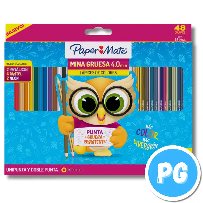 Caja Lapiz De Colores Paper Mate X36 Unds Unipunta (48 Colores)