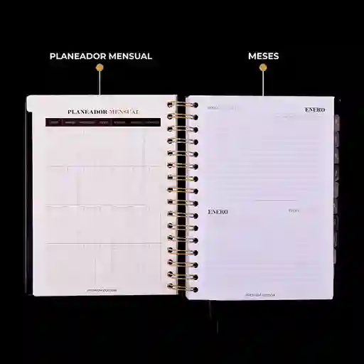 Agenda Permanente 16.5 X 21 Cm Negra Klipp Fashion Premium
