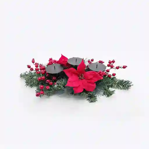 Candelabro Expressions Poinsetia 15x56cm Rojo