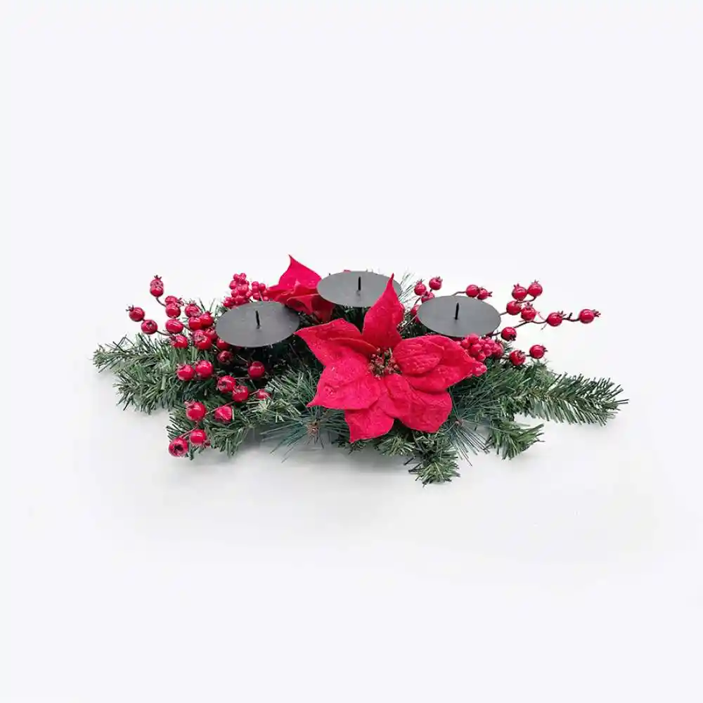 Candelabro Expressions Poinsetia 15x56cm Rojo