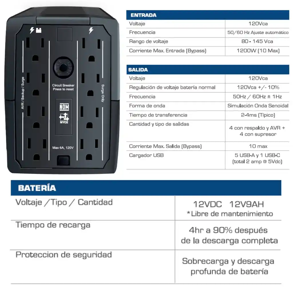 Ups Interactiva Cdp R-upr 1008 Regulador/8 Tomas/1000va