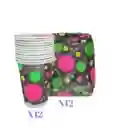 Set De 1 Mantel + 12 Vasos Y 12 Torteros Fiesta Neón