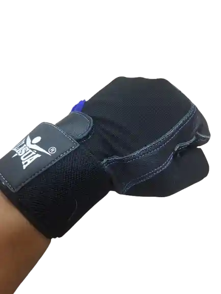Guante De Gimnasio En Cuero Con Muñequera | Azul | Talla L