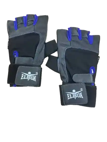 Guante De Gimnasio En Cuero Con Muñequera | Azul | Talla L