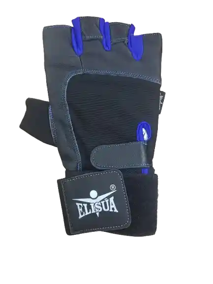 Guante De Gimnasio En Cuero Con Muñequera | Azul | Talla L