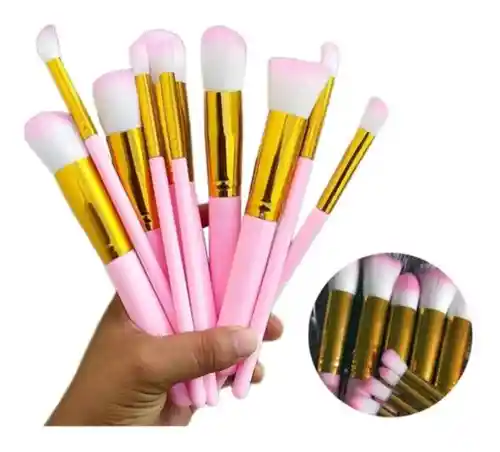 Set De 10 Brochas Para Maquillaje