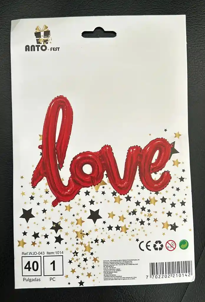 Globo Metalizado Love Rojo 40"