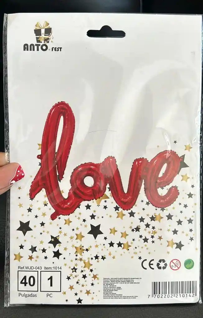 Globo Metalizado Love Rojo 40"
