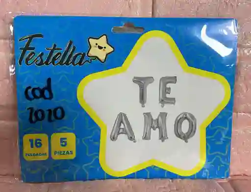 Letrero Te Amo Plateado Inflable