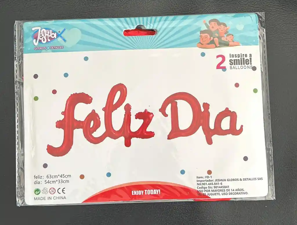 Letrero Feliz Dia Inflable Metalizado Rojo