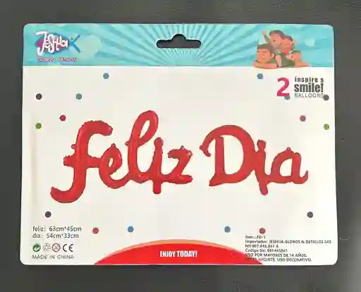 Letrero Feliz Dia Inflable Metalizado Rojo