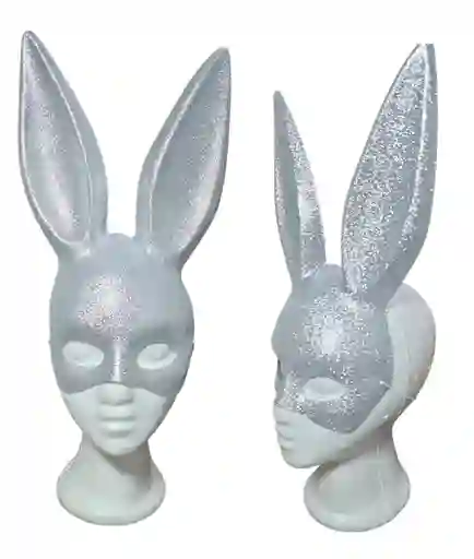 Mascara Para Disfraz De Coneja Plateada Antifaz Sexy Disfraces