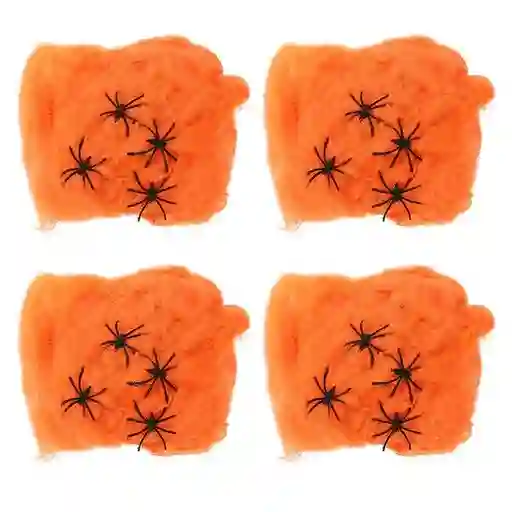Telaraña Grande X4+arañas Algodon Decoracion Halloween
