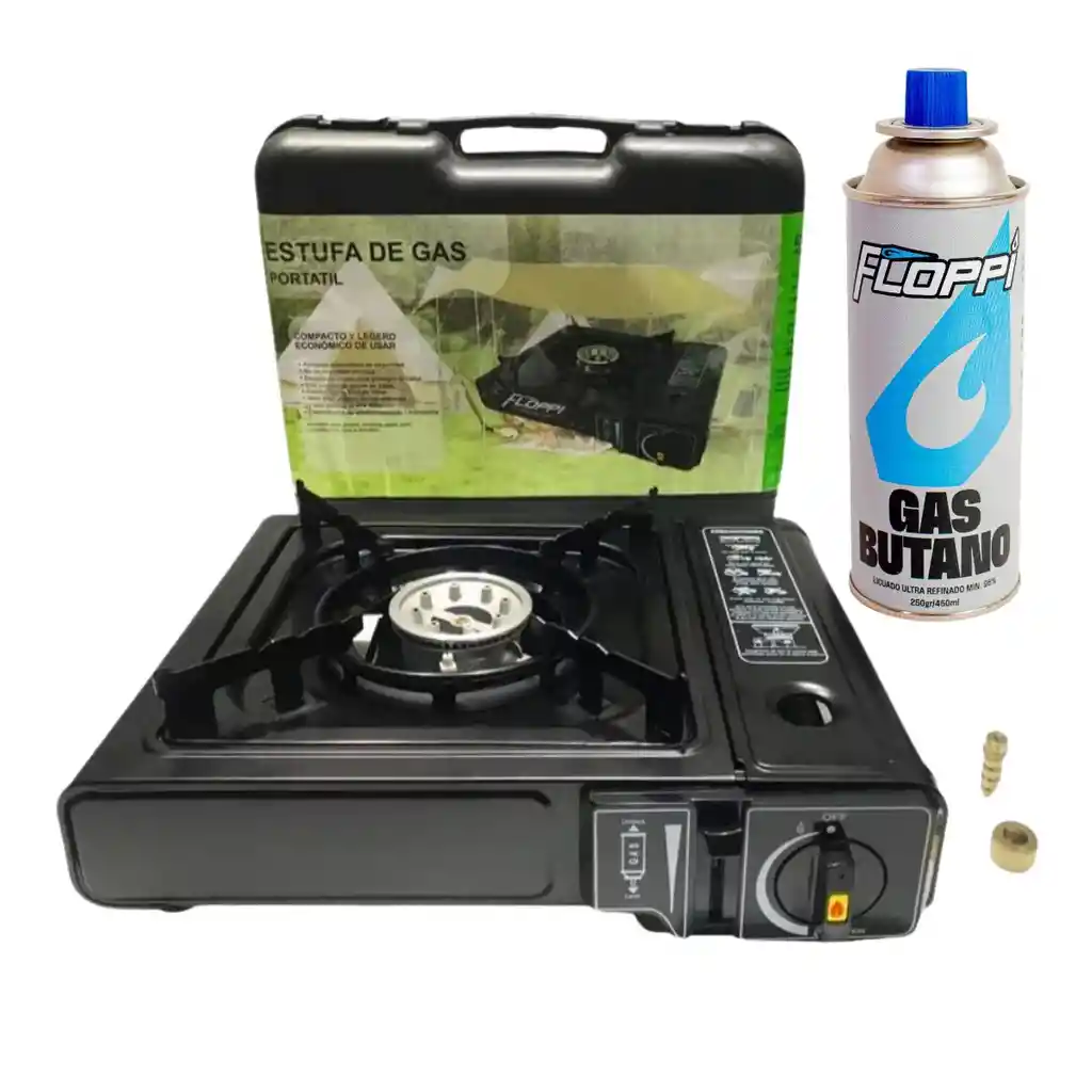 Fogon Estufa Calentador Portatil Camping + Gas Butano Floppi Fl-hg01