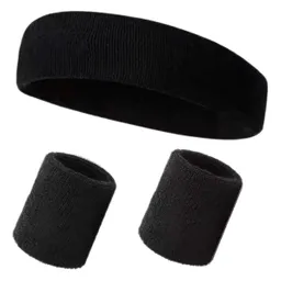 Kit Official Banda Balaca Cabeza + Muñequera Sudor Gym Negro