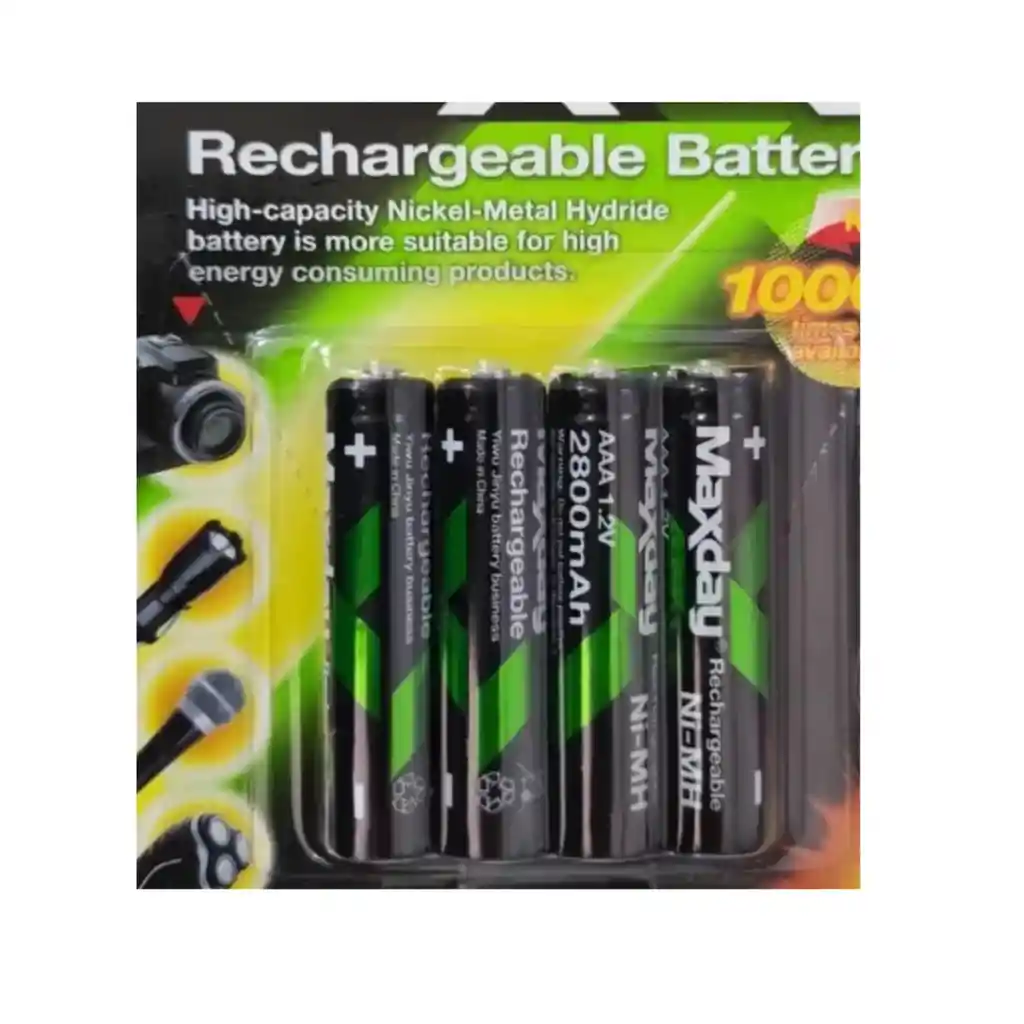 Pila Batería Aaa X4 Recargable 2800 Mah 1.2v Ni-mh | Maxday