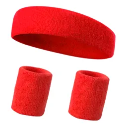 Kit Official Banda Balaca Cabeza + Muñequera Sudor Gym Rojo