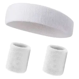 Kit Official Banda Balaca Cabeza + Muñequera Sudor Gym Blanco