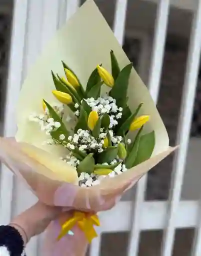Flores Tulipanes Amarillos X 10 Und