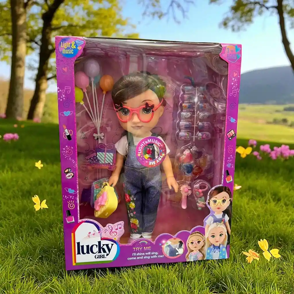 Muñeca Juguete Lucky Girl Luz Y Sonido, Accesorios De Belleza