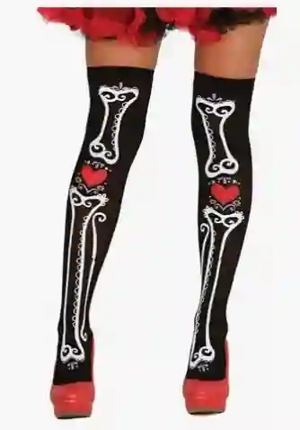 Medias De Huesos Y Calavera Esqueleto Larga Disfraz Halloween