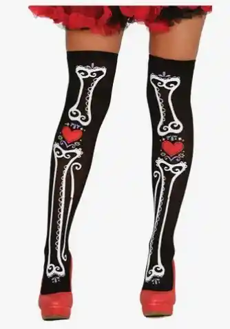 Medias De Huesos Y Calavera Esqueleto Larga Disfraz Halloween