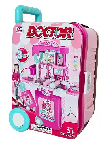 Kit De Medico Para Niños Y Niñas, Juego De Simulacion De Doctor Maleta Con Rueditas