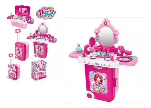 Maleta Ruedas Tocador Juego 3 En 1 De Maquillaje Para Niñas