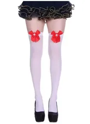 Medias Blancas Con Moño Rojo De Cruz Para Disfraz De Halloween