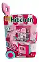 Cocina De Juguete Con Luz Y Sonido Kitchen Toy 3 En 1 Rosa Tipo Maleta Con Llantas
